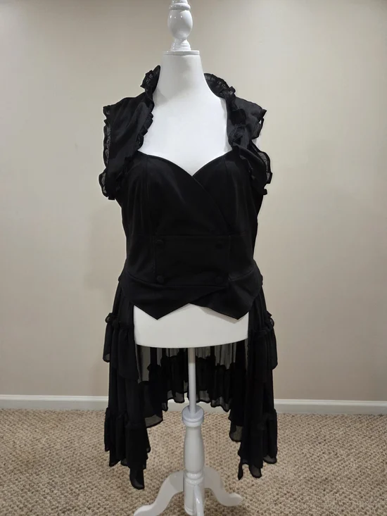 torrid Black Long Dress Vest with Sleek Silhouette - Picture 1 of 4